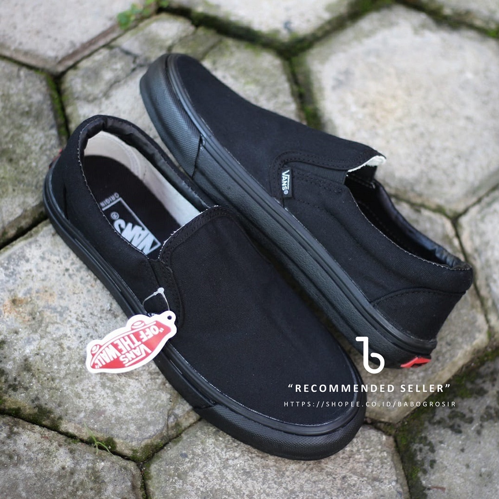 PROMO Sepatu Slip On Warna Hitam untuk Pria dan Wanita | Vans Slip On Classic All Black Premium TOP Quality Beda dan Berkelas