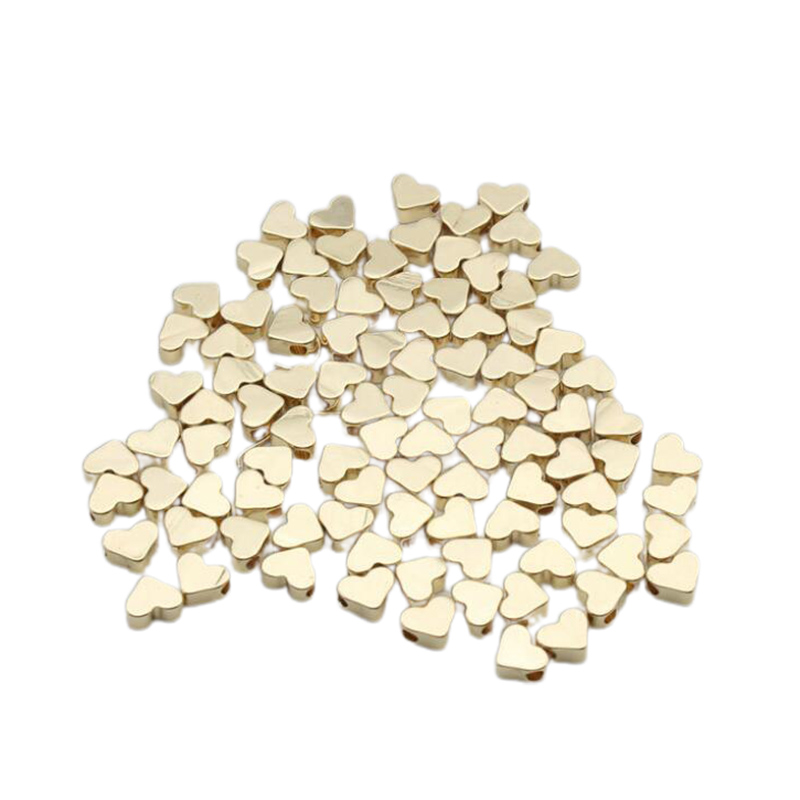 1Pcs Golden Peach Heart-Shaped Spacer Beads Loose Bead