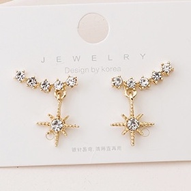 Anting Stud Desain Bintang Senyum Bahan 925 Silver Needle Warna Emas Gaya Vintage