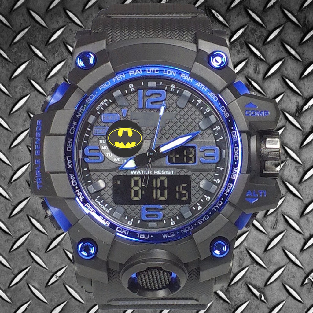 (Istimewa Bossque) Jam BATMAN Double Time List Biru (Exclusive)