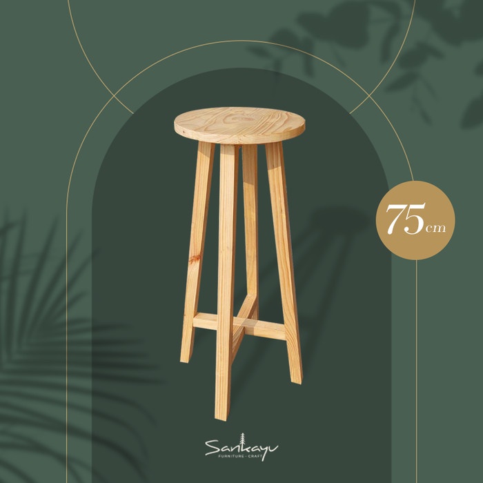 Kursi Kayu - Bar Stool / Kursi Bar / Kursi Bakso / Kursi Kafe Kayu Jati Belanda.