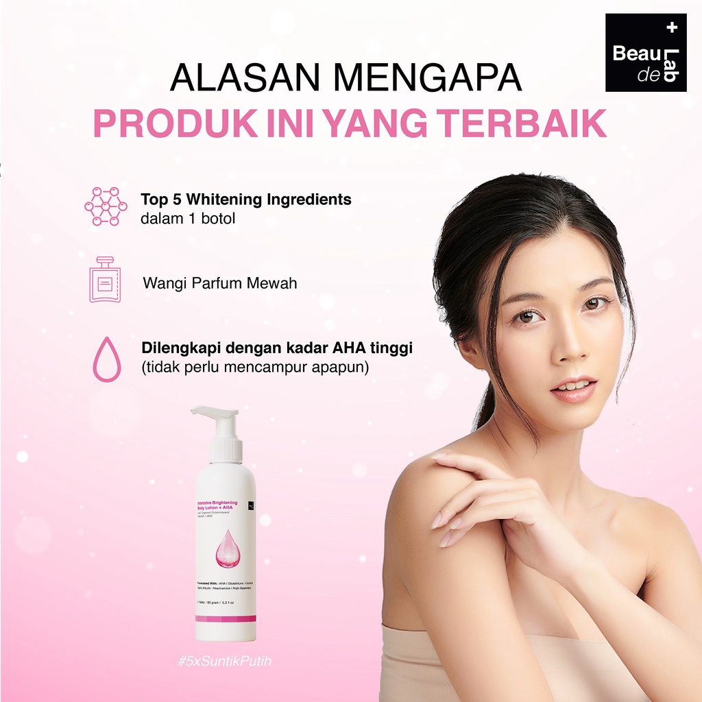 Brightening Body Lotion (+AHA) BEAUDELAB - Melembabkan Mencerahkan Memutihkan Kulit - Menghilangkan Bekas Luka &amp; Sunscreen - Body Cream Beudelab