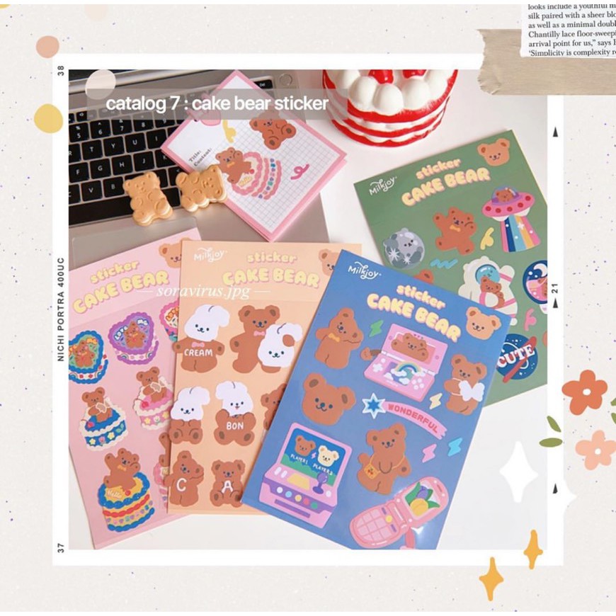 

Cake Bear Sticker (Stiker Alat Tulis Korea Wanita Anak Cantik Murah Lucu Label Aesthetic Indonesia)