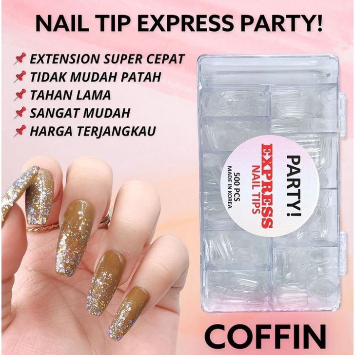 KUKU PALSU EXTENSION NAIL TIPS EXPRESS PARTY KOREA HIGH QUALITY PANJANG MEDIUM