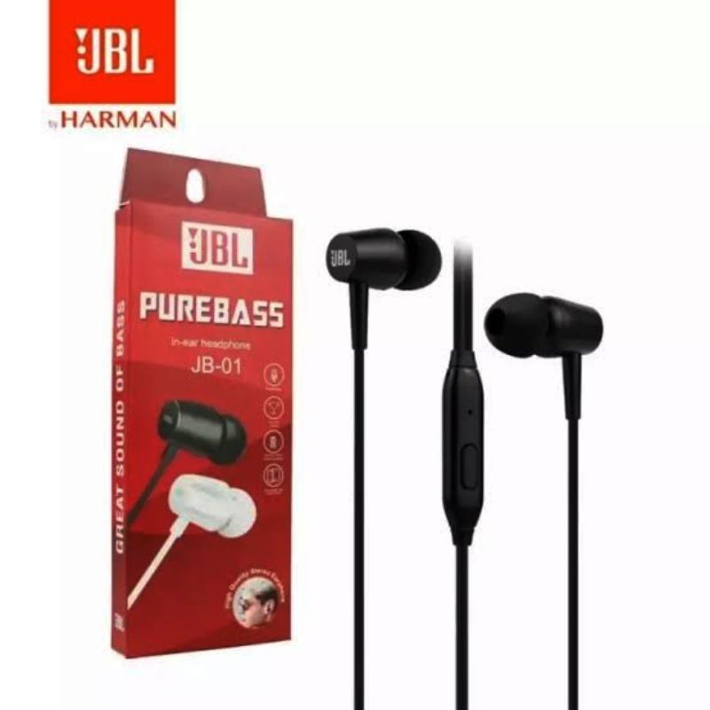 Handsfree Hansfree JBL JB01 Purebass Earphone JBL JB-01 Headset JBL JB-01 Stereo Bass