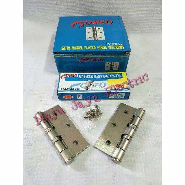 Engsel Pintu / Jendela 3 Inch Inci Gomeo 3 X 2.5 X 2.5 Mm Nickel