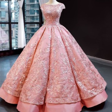 Gaun Pernikahan Pink Tanpa Lengan