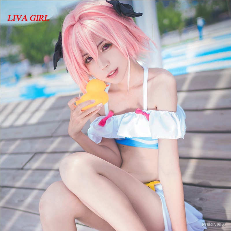 PREORDER Anime Game Fate/Extella Astolfo swimsuit/swimwear Cosplay FGO astolfo cosplay costumes crop