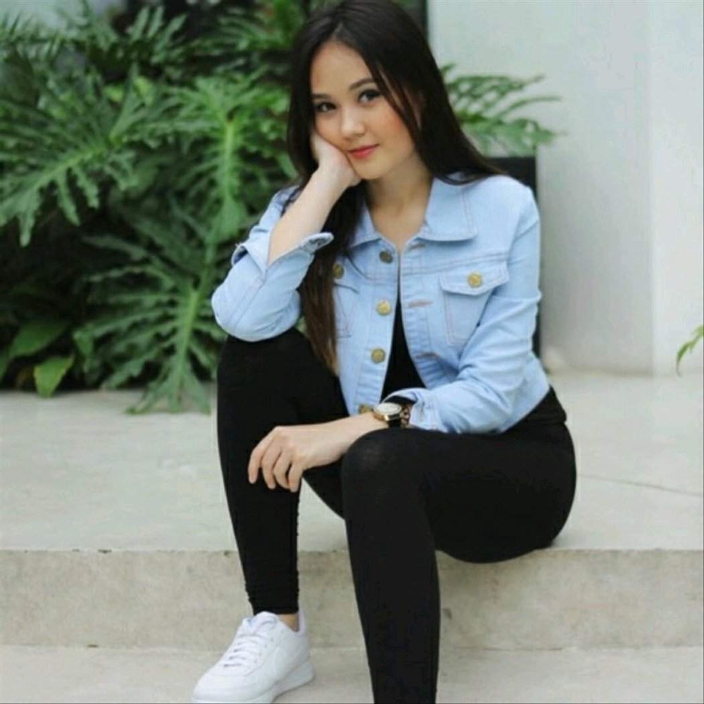 Jaket Jeans Wanita Crop Denim Jeans Cewek Jumbo