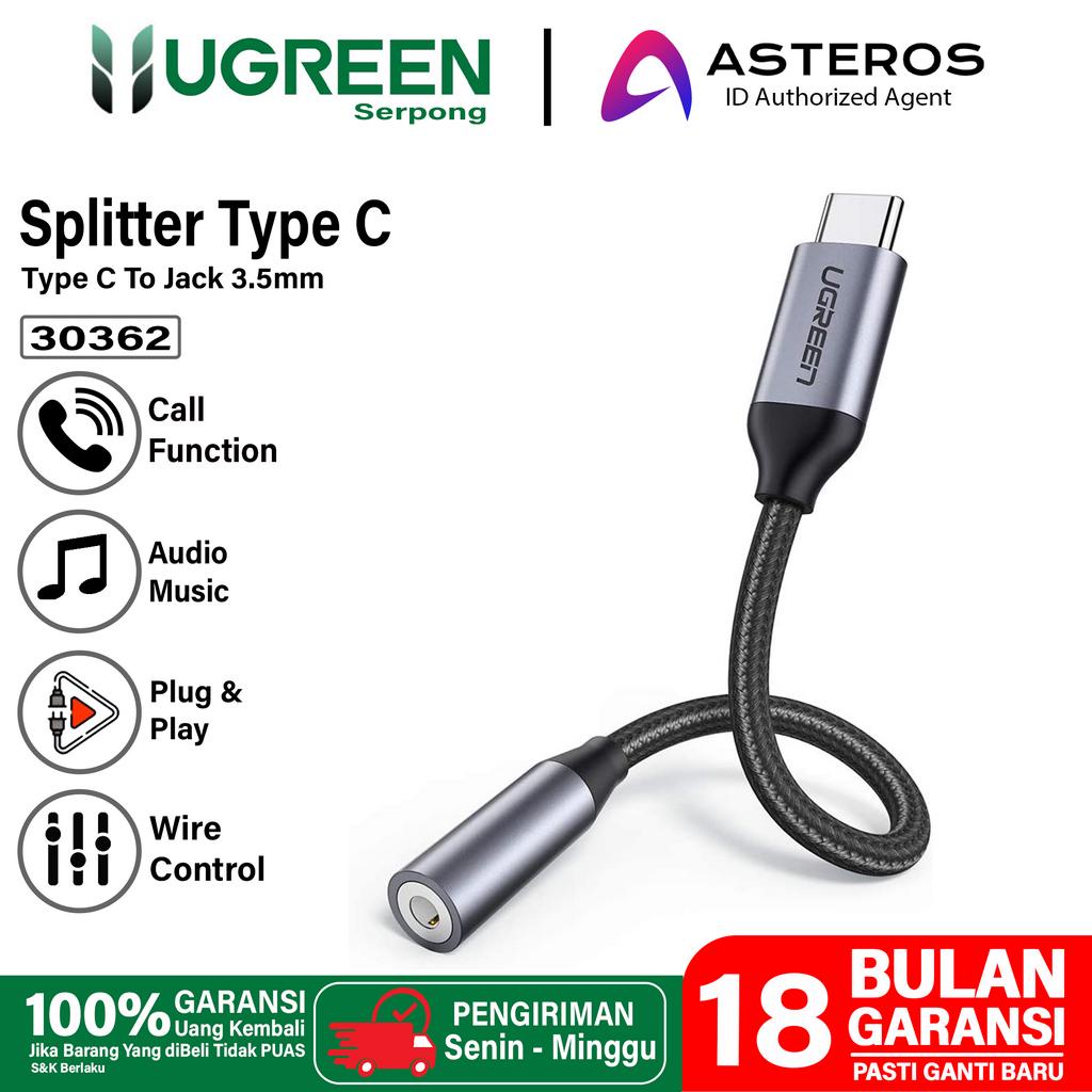 UGREEN Converter Splitter Type C To Jack 3.5mm Audio Music dan Call