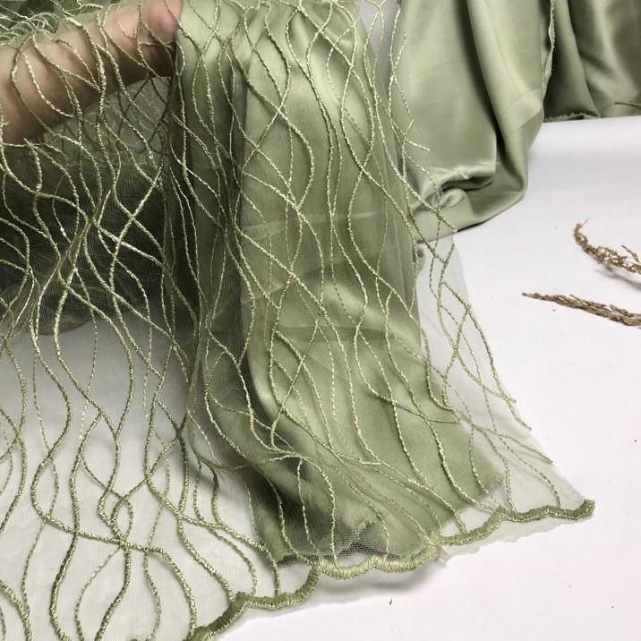 ➩ 1/2 meter Kain Kebaya Brokat Tile Prancis Motif Akar Line ▼