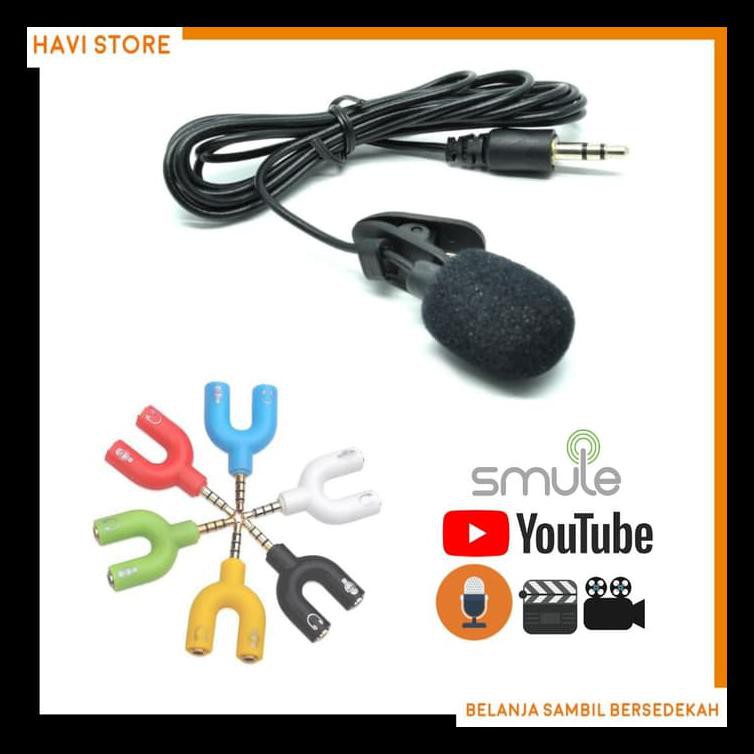 Paket Youtuber Vlogger Smule Rekaman - Mic Clip on & Audio Splitter BERGARANSI