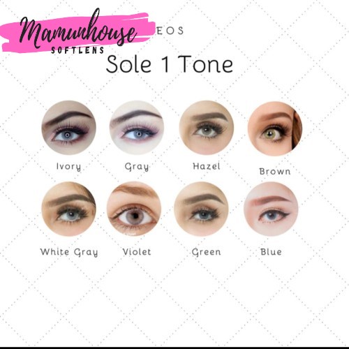 ORIGINAL EOS Sole 1T 1 Tone Warna Ivory White Gray Grey Whitegray Brown Hazel Blue Green Violet Lens