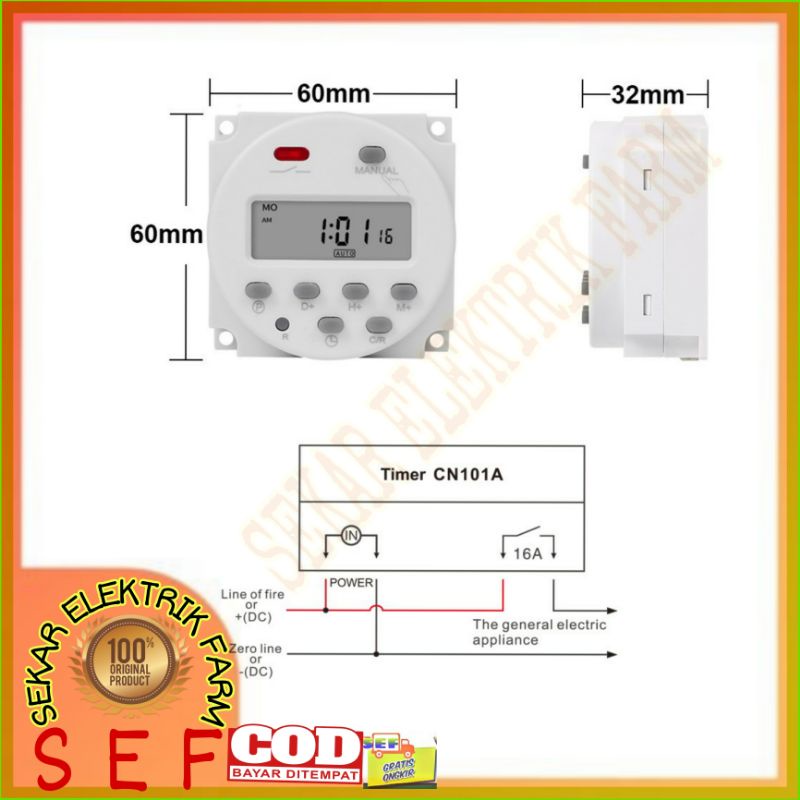 Weekly Programmable Electronic Timer CN101A AC 220V 16A CN 101A Switch