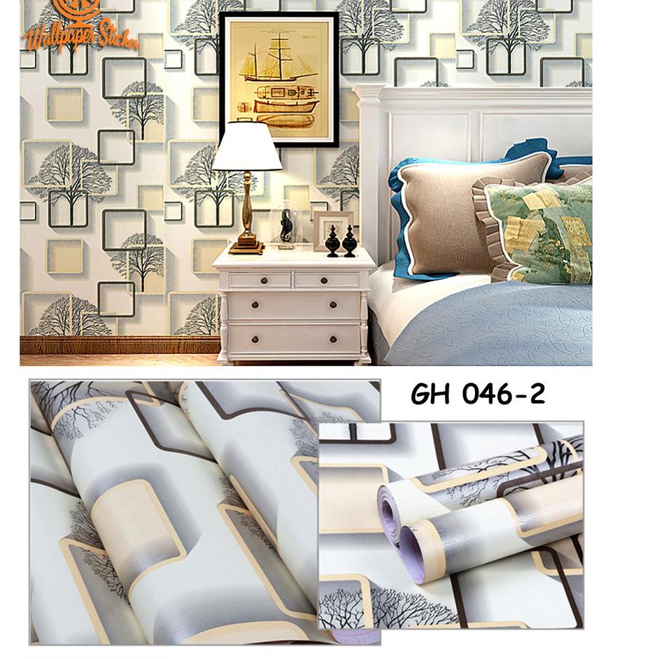 ➼ Wallpaper dinding Wall stiker dinding wallpaper Stiker tembok motif kayu GH052 ←