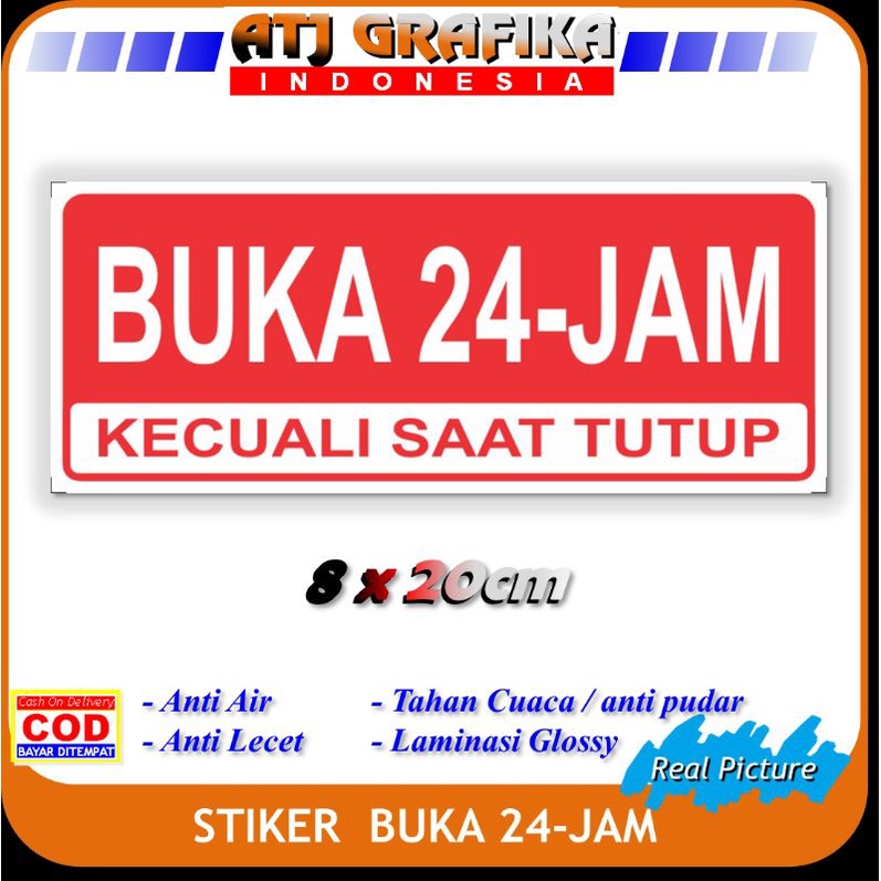 

stiker buka 24 jam open 24 hours sticker toko kantor warung dll