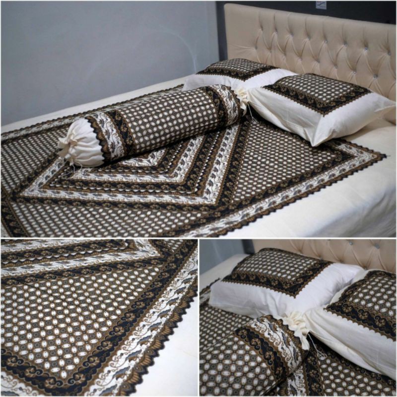 Sprei Sogan Kayu polos motif Kawung/ motif wayang batik Pekalongan