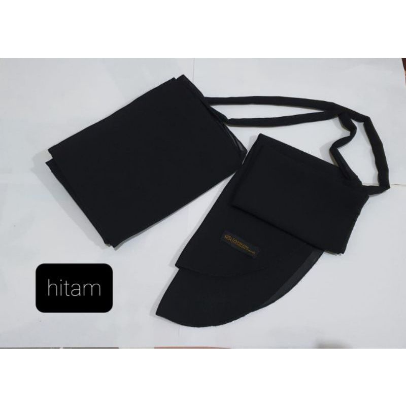 Khimar Instan Dua Layer Ceruty Jumbo Plus Cadar || Kerudung Segi Tiga Instan Syari || Hijab Instan Jumbo Syari-Hitam