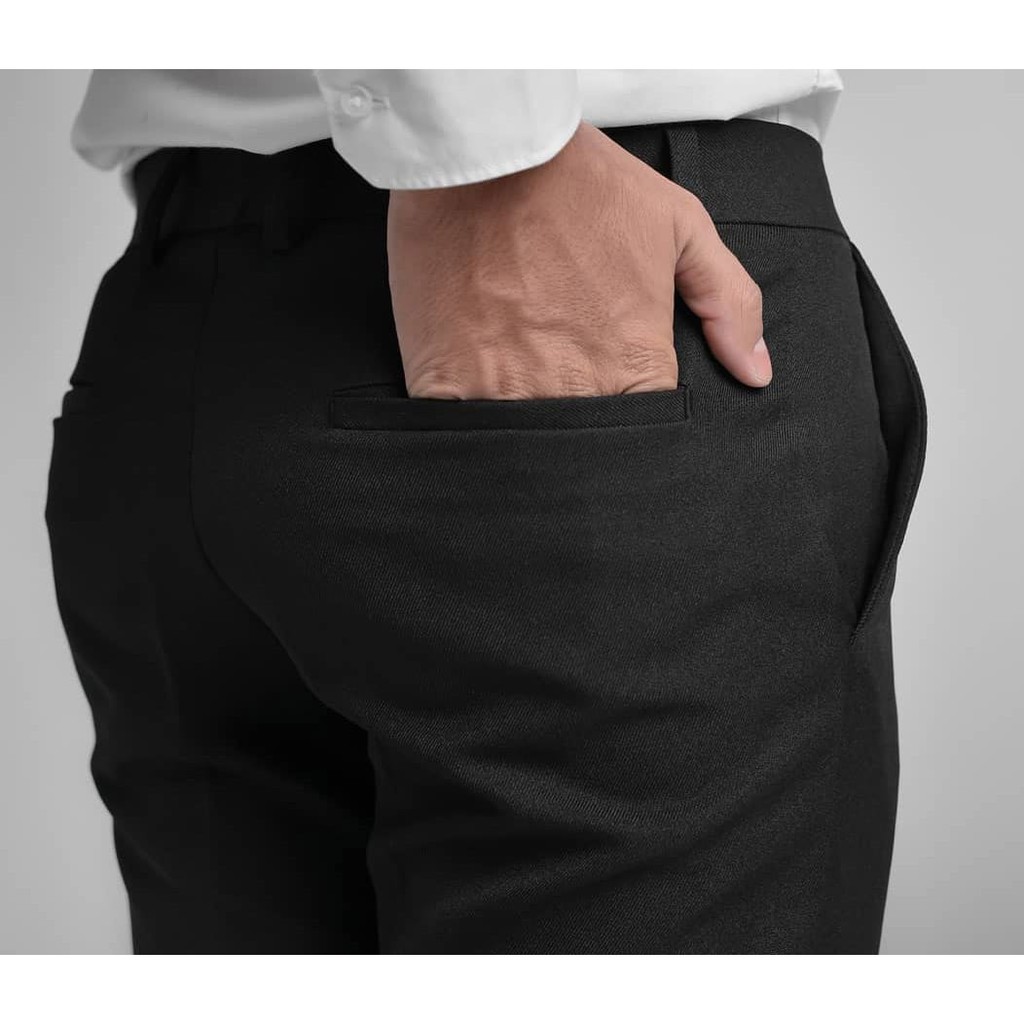 CELANA KANTOR FORMAL PRIA HITAM SLIMFIT/CELANA BAHAN/CELANA KANTOR PRIA