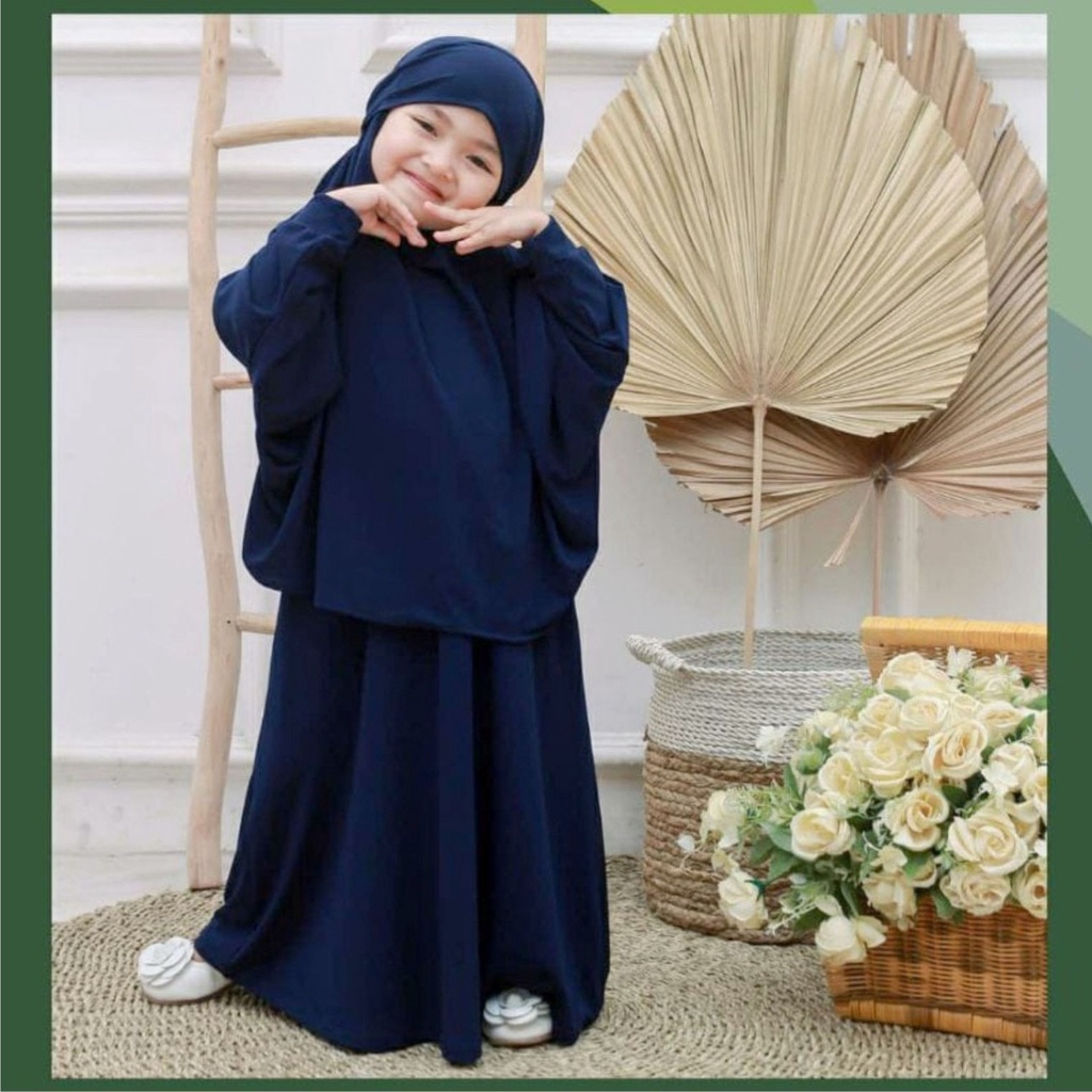 Aisyah Kids Gamis Anak Perempuan Set Hijab French Khimar Usia 5-7 Tahun Bisa Bayar Ditempat COD