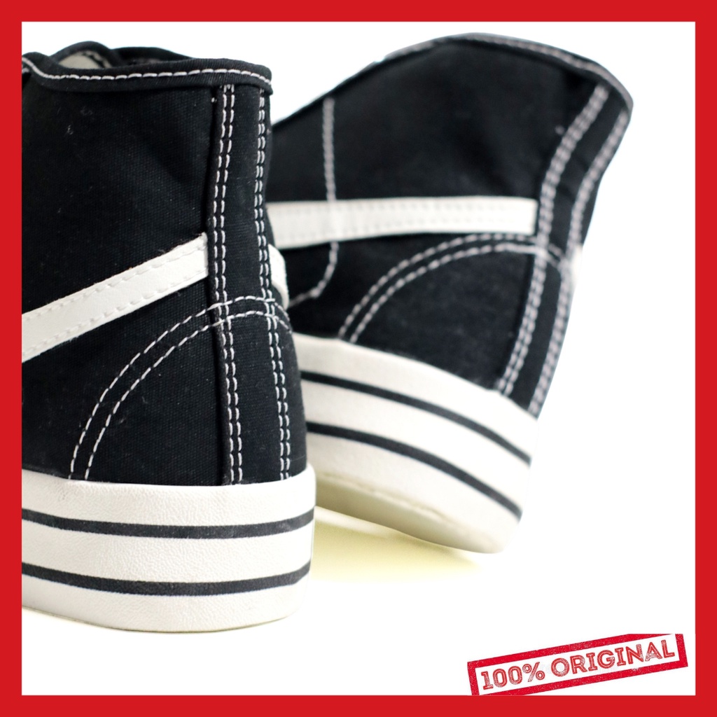 ORIGINAL - Sepatu Brand Lokal Kasual Pria Wanita No Brand Black White Hi Not Sneakers Compass Retrograde Hitam Putih