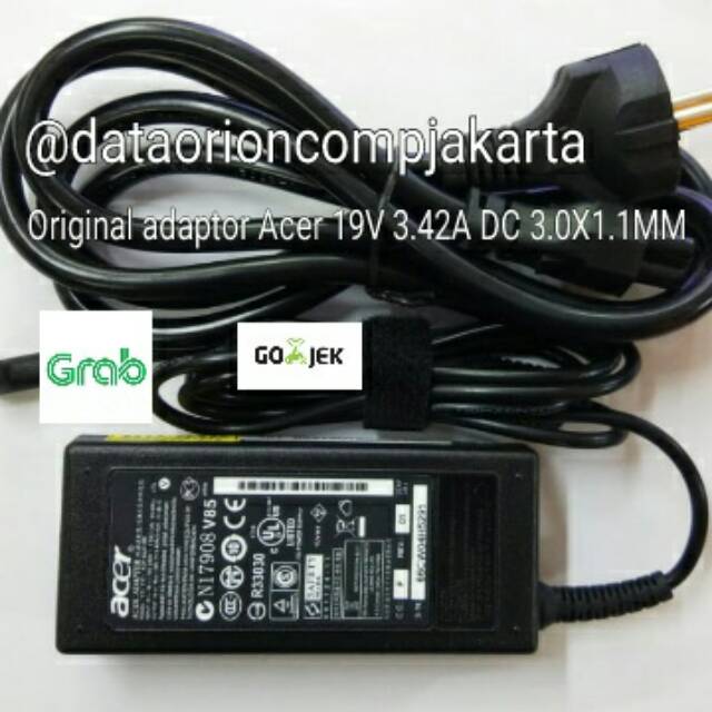 Adaptor Charger Acer 19V 3.42A DC 3.0*1.1 mm