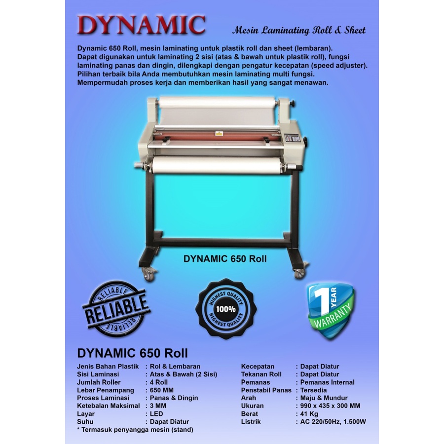 MESIN LAMINATING STANDING | DYNAMIC 650 ROLL | ORIGINAL | GARANSI RESMI