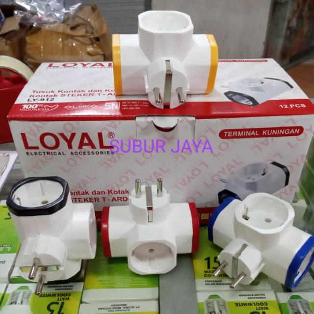 Steker T arde terminal kuningan LY 912 LOYAL + stok kontak on off
