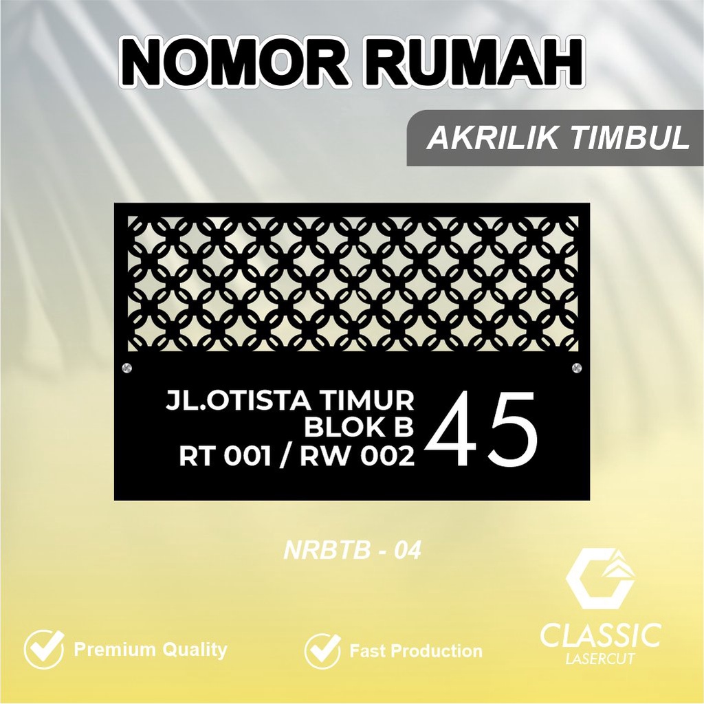 Papan Nama Alamat Rumah Timbul + Bolong Custom / Papan Alamat Rumah / Nomor Rumah / Custom Nomor Rum