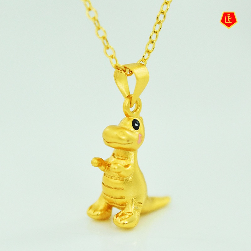 [Ready Stock]Cute Dinosaur Gold Pendant Cartoon Women Rex Animal Accessories