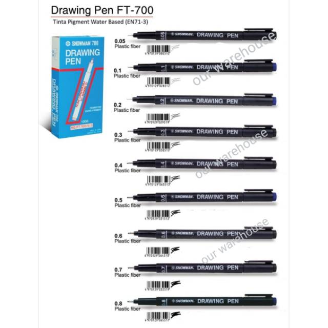 

SNOWMAN DRAWING PEN FT - 700 0.05 UKURAN 0.05, 0.1, 0.2, 0.3, 0.4, 0.5, 0.6, 0.7, 0.8 HITAM