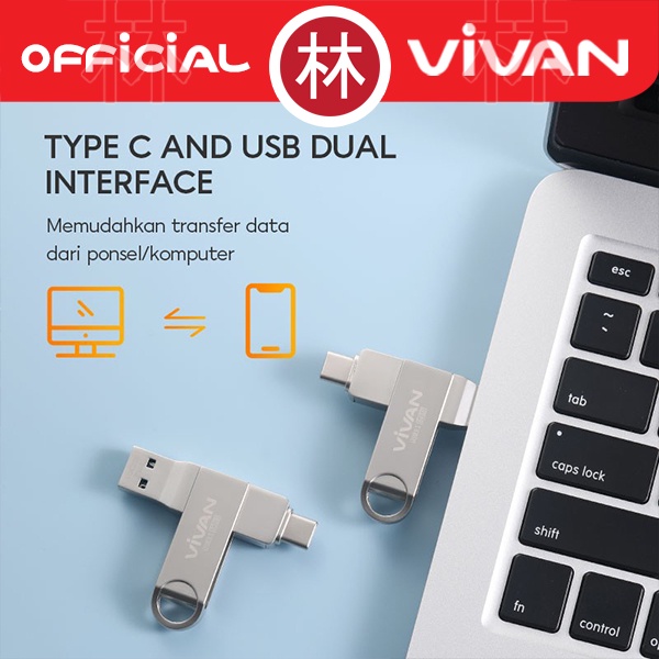 VIVAN VOC232 / VOC264 Flashdisk OTG Dual Type-C USB 3.1 32GB 64GB