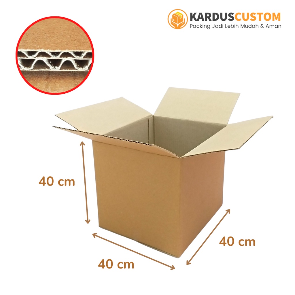 

Kardus Box Standar 40x40x40 cm Double Wall Dus Packing Ukuran Besar Karton Packaging