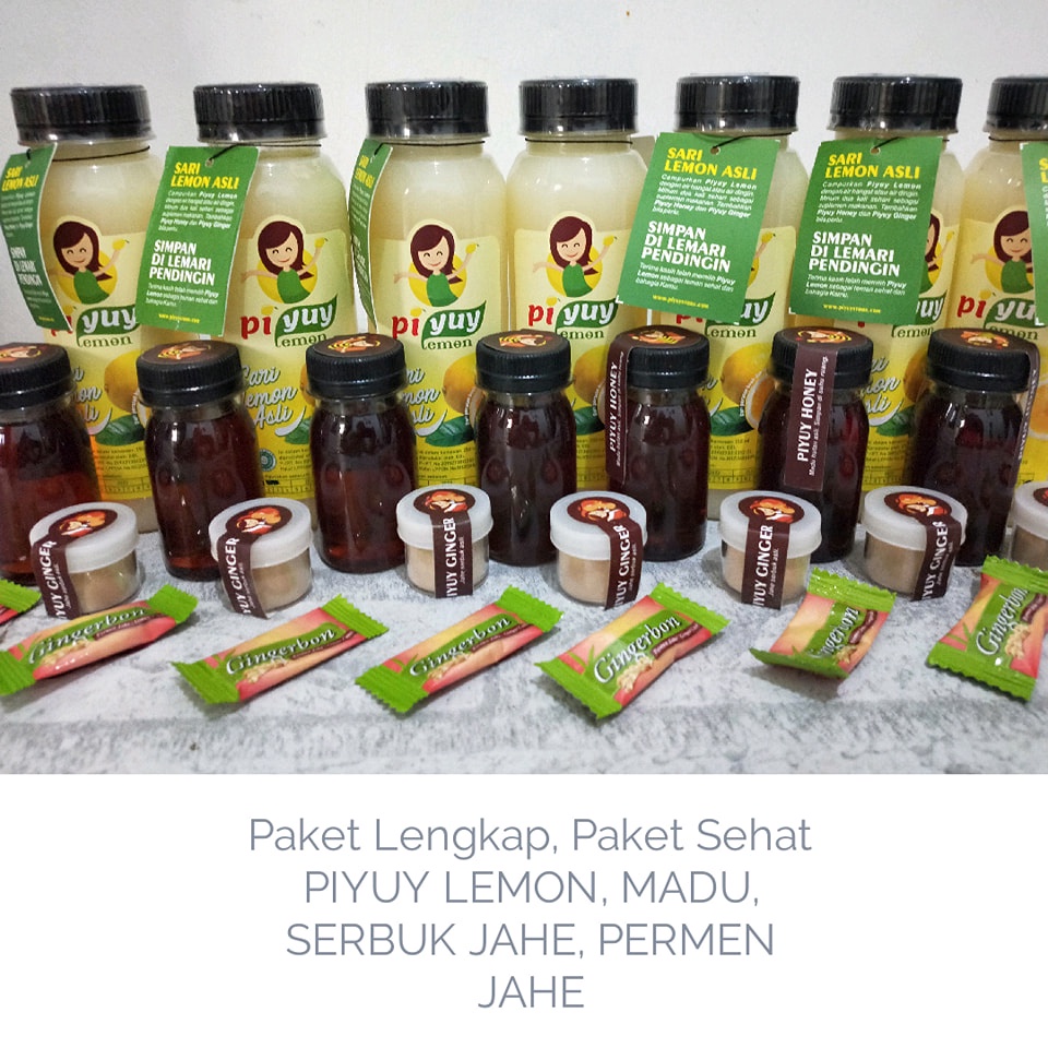 

Paket Reseller / Distributor 4 Piyuy Lemon FREE Madu, Serbuk Jahe dan Permen Jahe