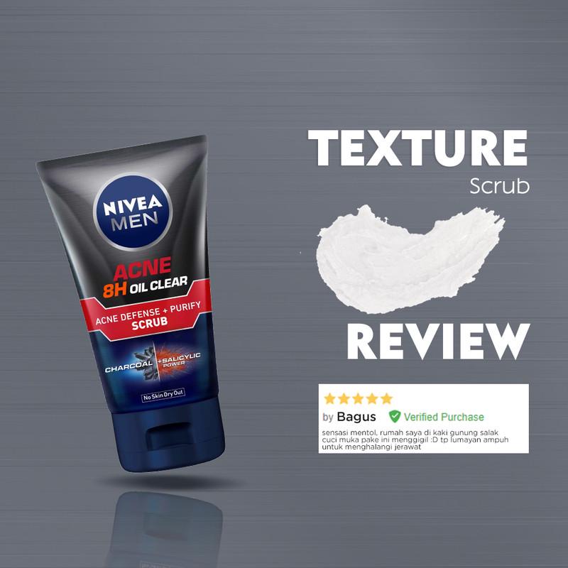 NIVEA MEN Acne 8H Oil Clear Acne Defense + Purify Scrub 100mL Triplepack