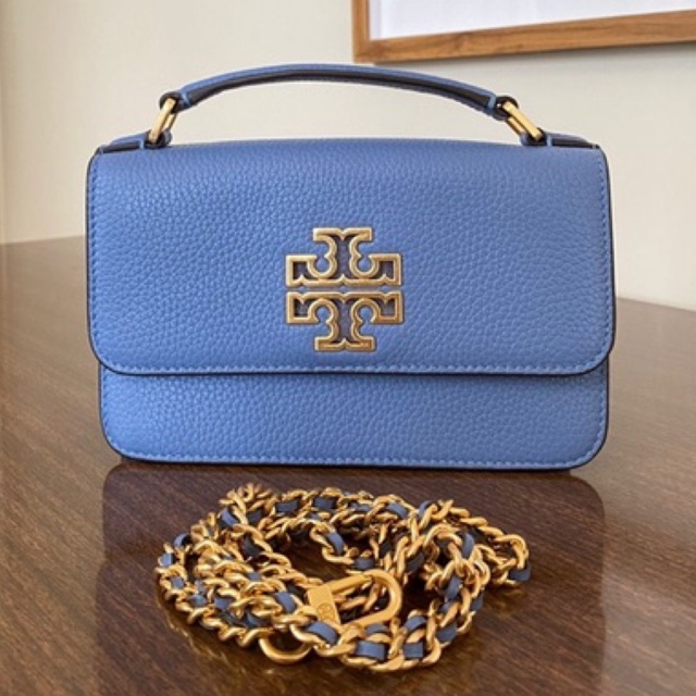 Tory Burch TB Britten Mini Top Handle Blue Wood