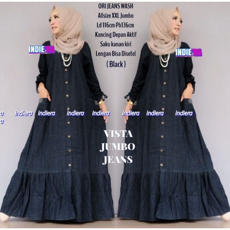 GAMIS JEANS TERBARU 2022 UNTUK WANITA MUSLIMAH DEWASA  BAJU MAXY  KEKINIAN  MODIS DAN TERPOPULER DEN