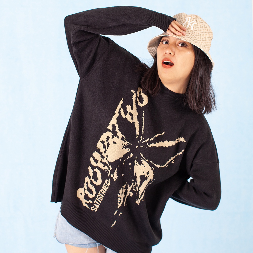 Yesyou Butterfly Black Oversized Knitwear