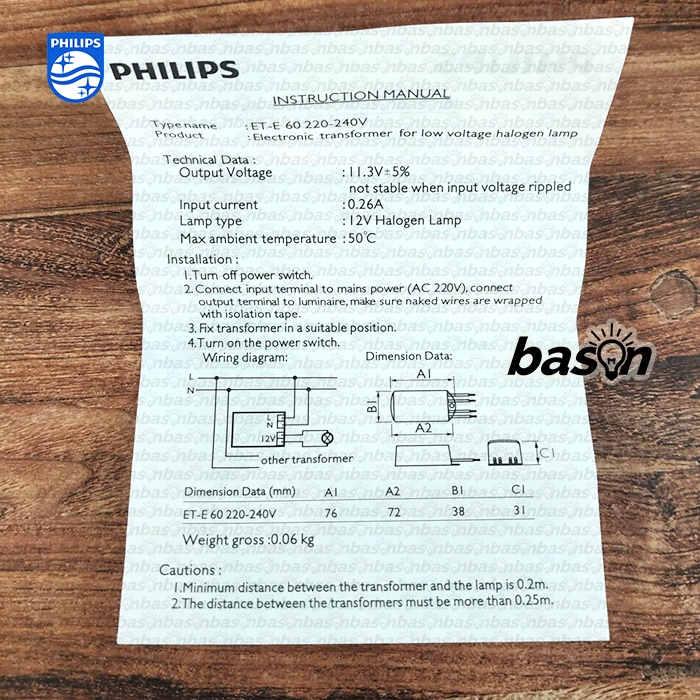 PHILIPS ET-E 60 - Ballast Elektronik Halogen 12V Dimmable