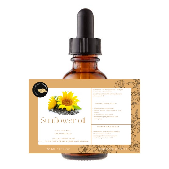 SUN FLOWER OIL (extract minyak bunga matahari) face oil serum/mencerahkan kulit/meratakan warna kulit/memperbaiki skin barrier/ 100% organic cold pressed Sea Nature