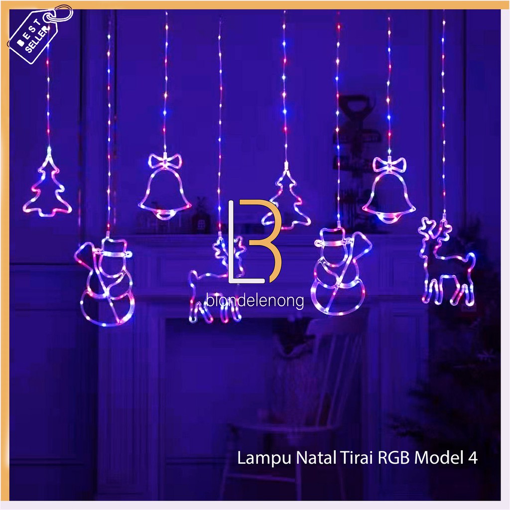 Lampu Led Tumblr Dekorasi Dekor Hias Tirai Gantung Rumbai Star Bintang Tema Pohon Natal Christmas Xmas Tree Decor Decoration Decorations Warna Warni Warm White Kuning RGB Merah Biru Lamp Kabel Transparan Putih Rumah Cafe Taman Kedap Kedip Kelap Kelip