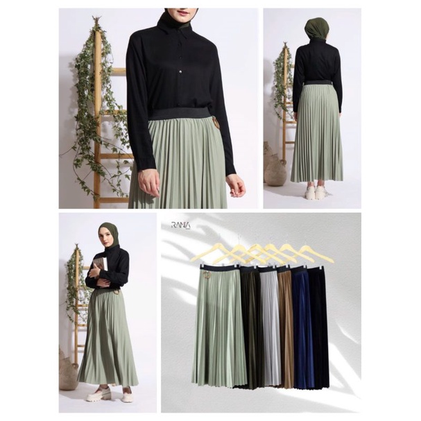Rania Jade Ring Pleated Skirt ( Rok Plisket Polos Ring Giok )
