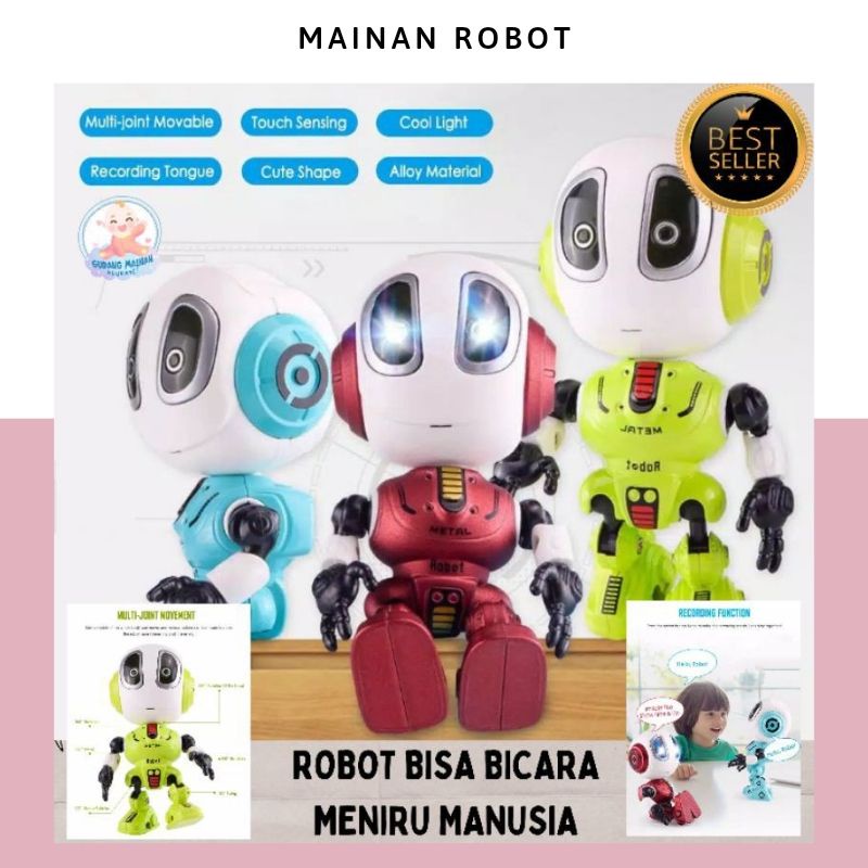 PROMO CHARGING! Mainan SMART TALKING ROBOT Recording bisa bicara meniru manusia dengan lampu dan sensor