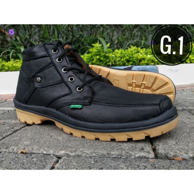 sepatu kickers boots pria kulit sapi asli