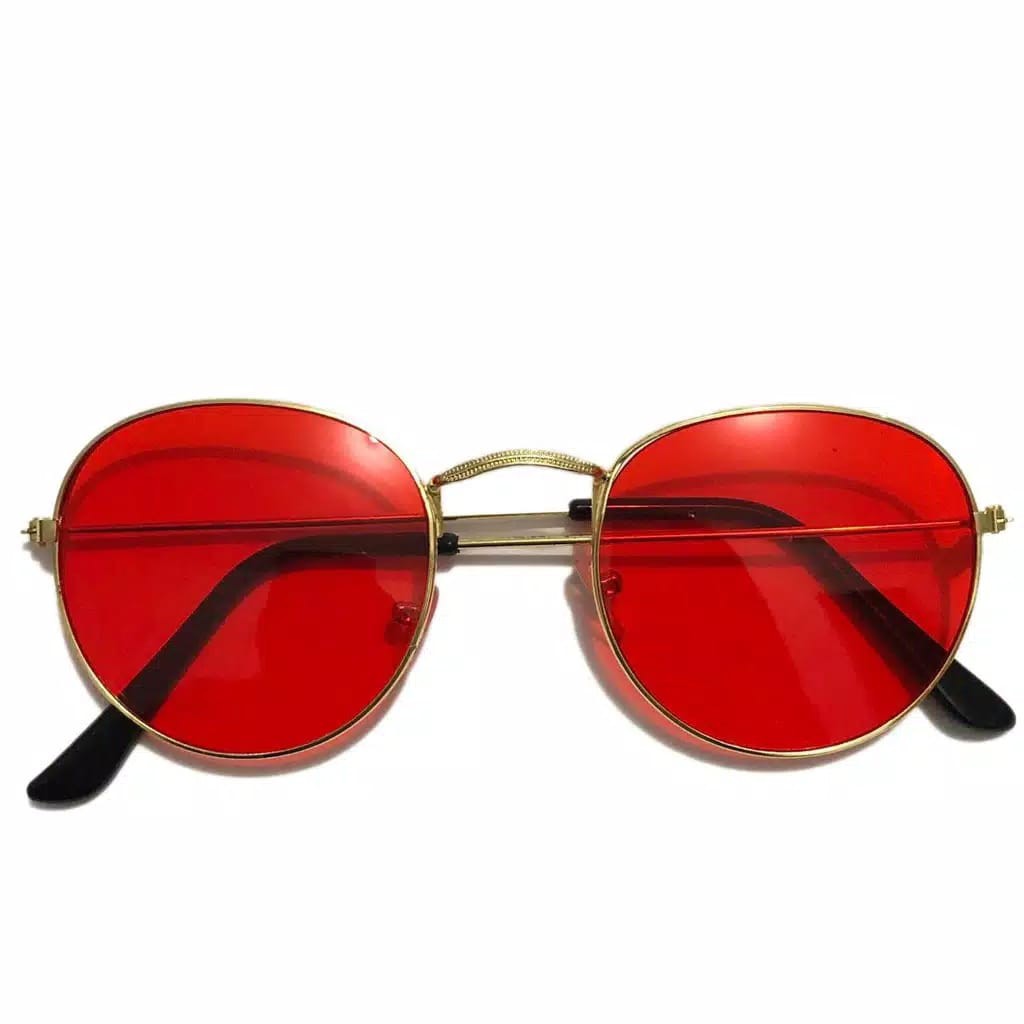Kacamata Wanita Lensa Rangka Transparan Retro Vintage Metal Frame Eyeglasses-GOLD MERAH