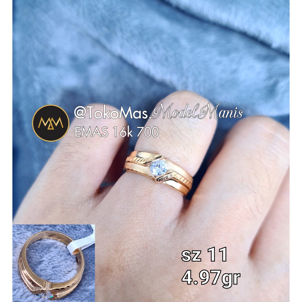 Cincin Polos Tebal Solitaire Variasi emas kuning 700 kadar 17k