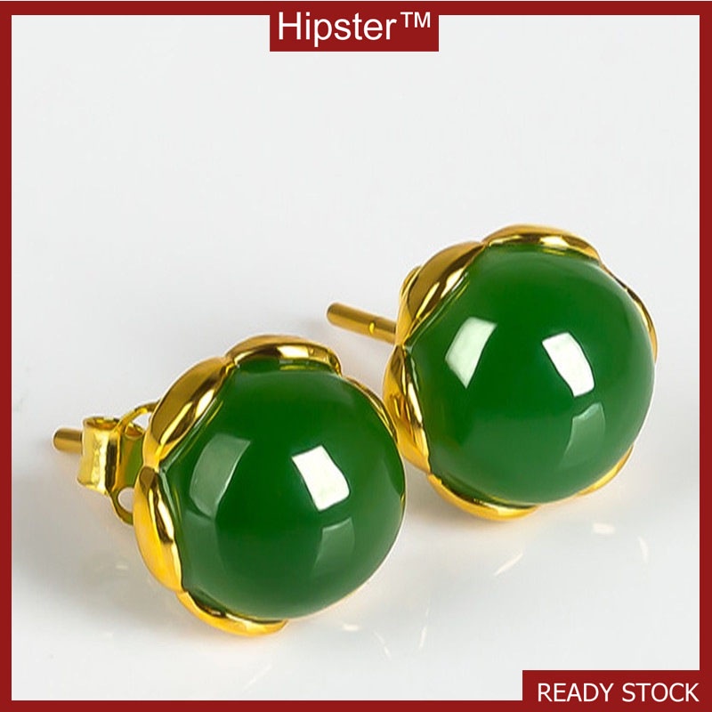 New Fashion Retro Natural Hetian Jade Elegant and Personalized Earrings