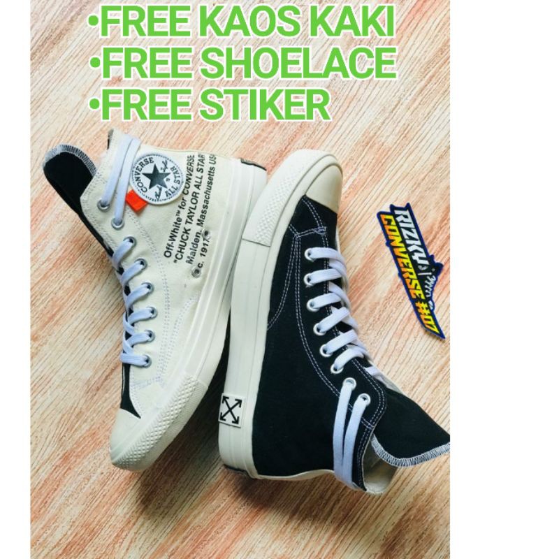 SEPATU CONVERSE 70s HIGH x OFF WHITE GLOSSY OFFWHITE PREMIUM MURAH