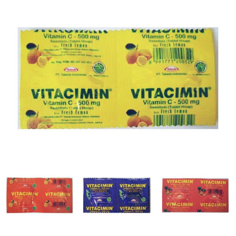 Vitacimin 1 STRIP @ 2 Tablet Hisap Kunyah Vitamin C 500mg