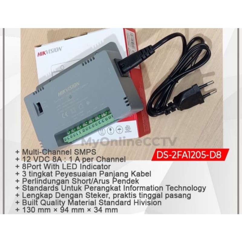 DS-2FA1205-D8 Hikvision Adaptor Cctv Power Supply 8A 12V 8CH